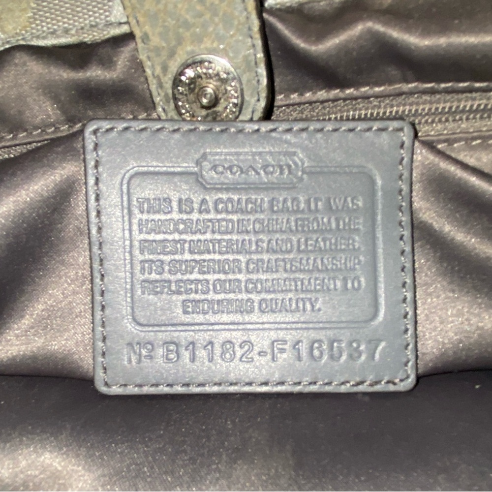 Coach Penelope Snakeskin & Silver Trim Satchel Hand Bag Grey No. B1182-F16537. - Picture 11 of 16